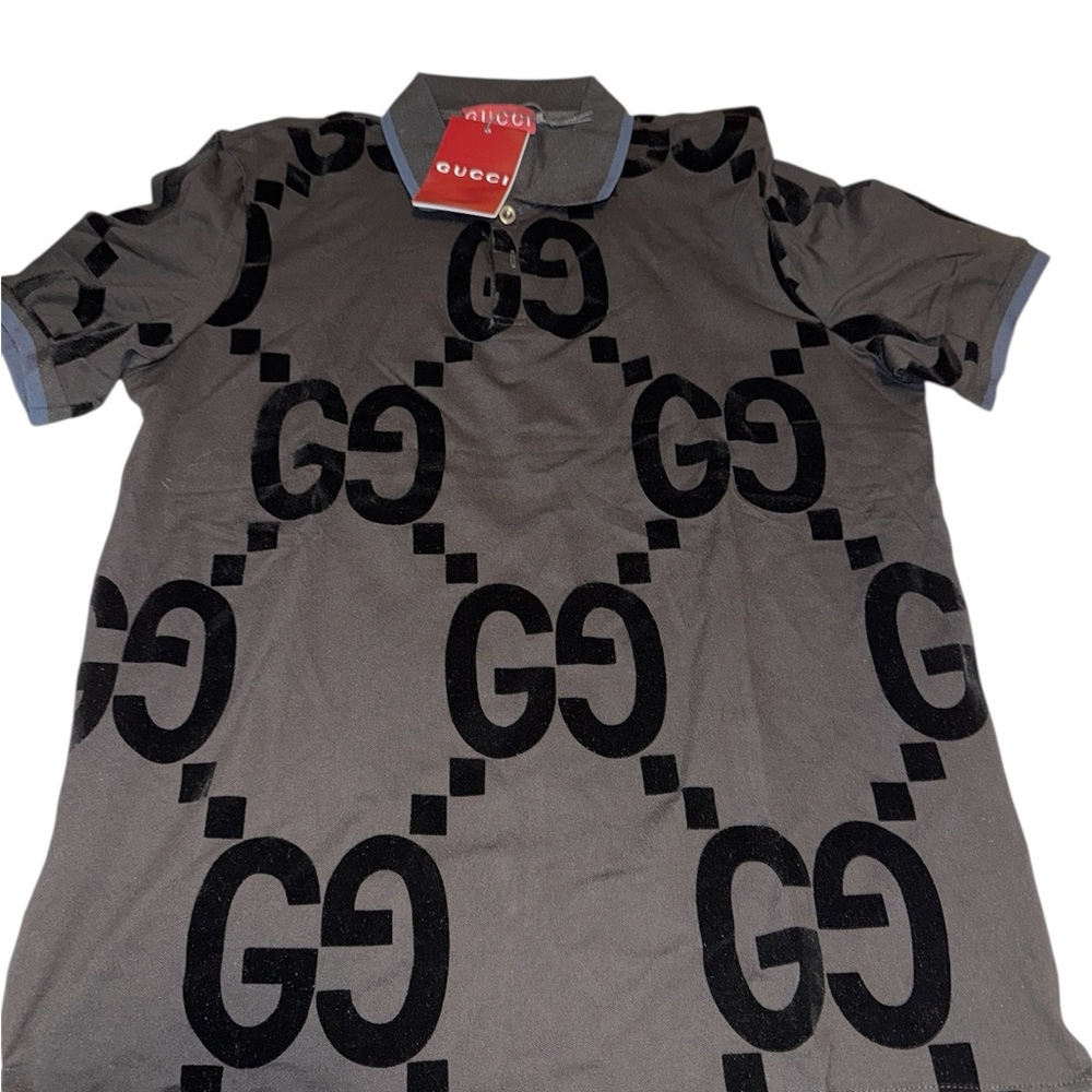 Gucci Gray and Black Polo Shirt